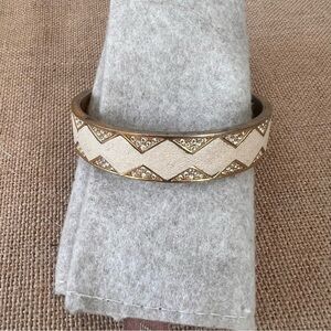 Anine Bing cream rhinestone crystal circle bangle bracelet geometric gold tone